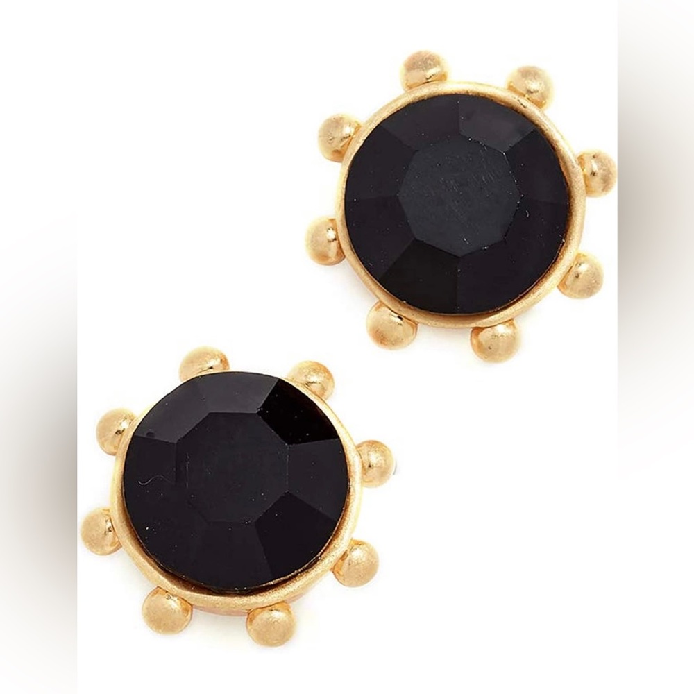 KATE SPADE New York Flying Colors Bezel Stud Earrings NWT Black Gold
